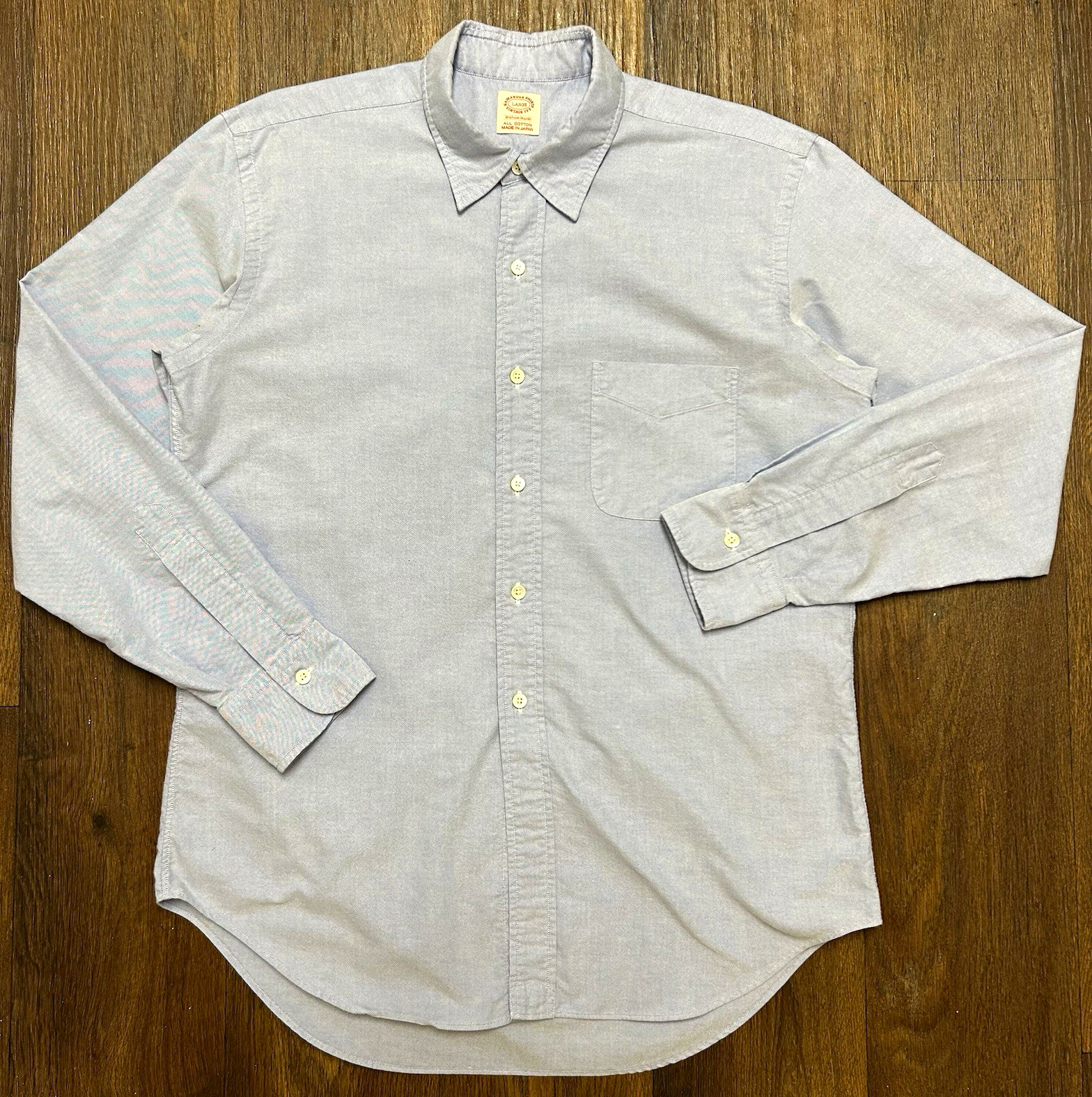 Kamakura Shirts Vintage Ivy Graham Marsh Cotton Point Collar Shirt Sz L - Blue
