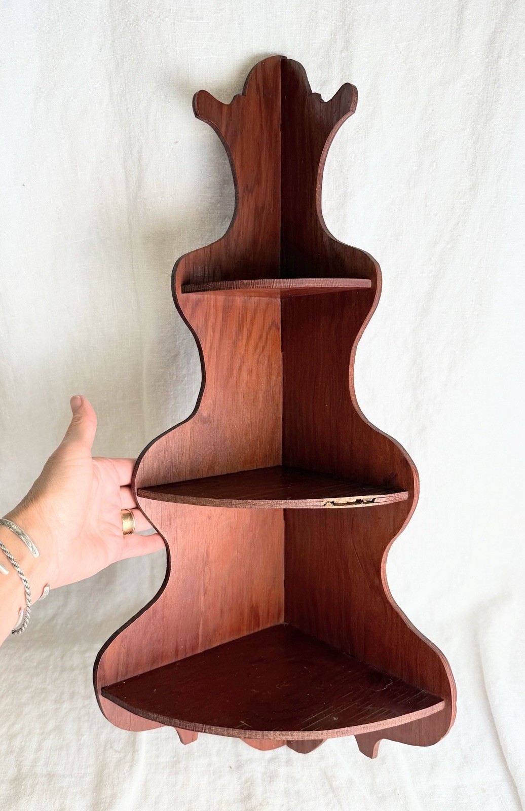 vintage three tier corner wall shelf vintage three tier corner wall shelf