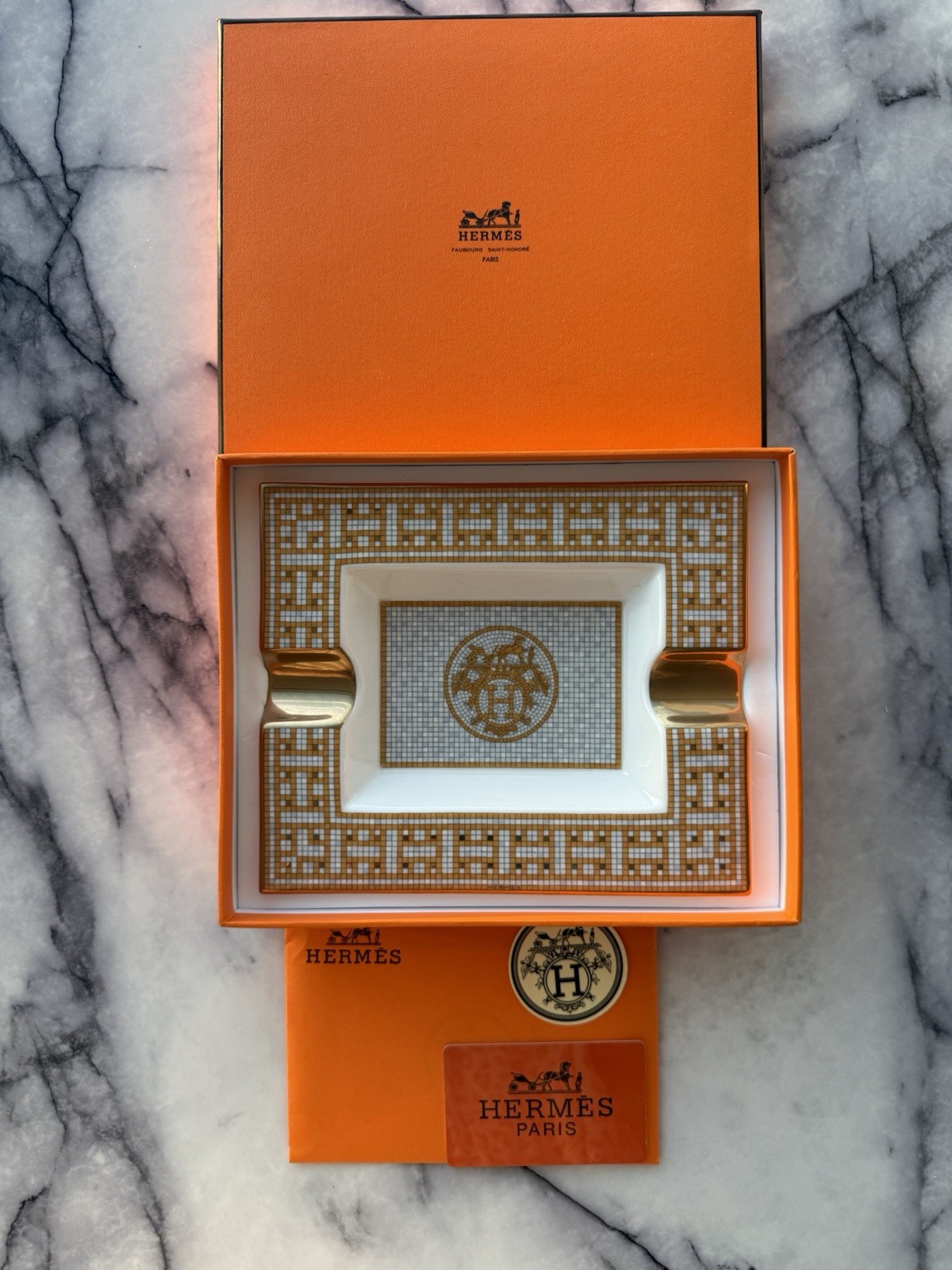 Hermes Mosaique au 24 Gold Vide Poche Tray H Mosaic Boxed