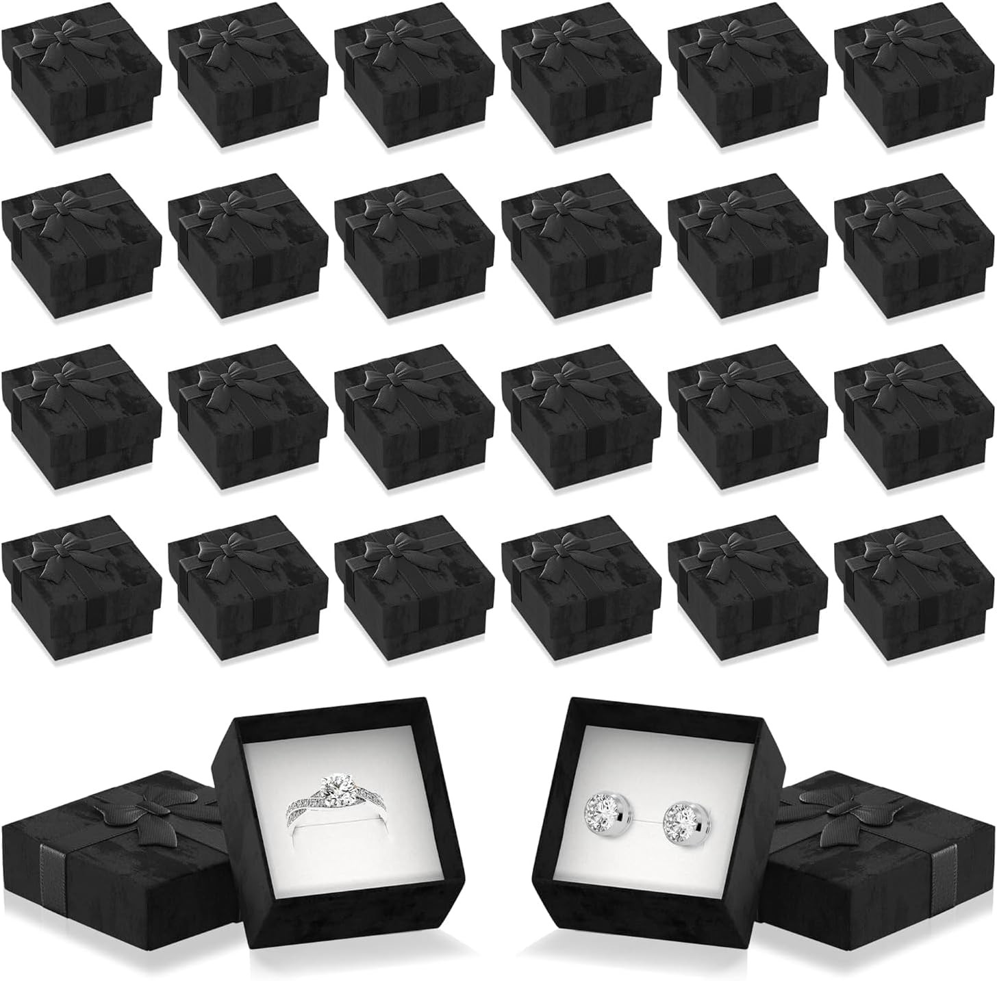 Tesorrio 24Pcs Black Ring Boxes Bulk - Elegant Design Tesorrio 24Pcs Black Ring Boxes Bulk - Elegant Design