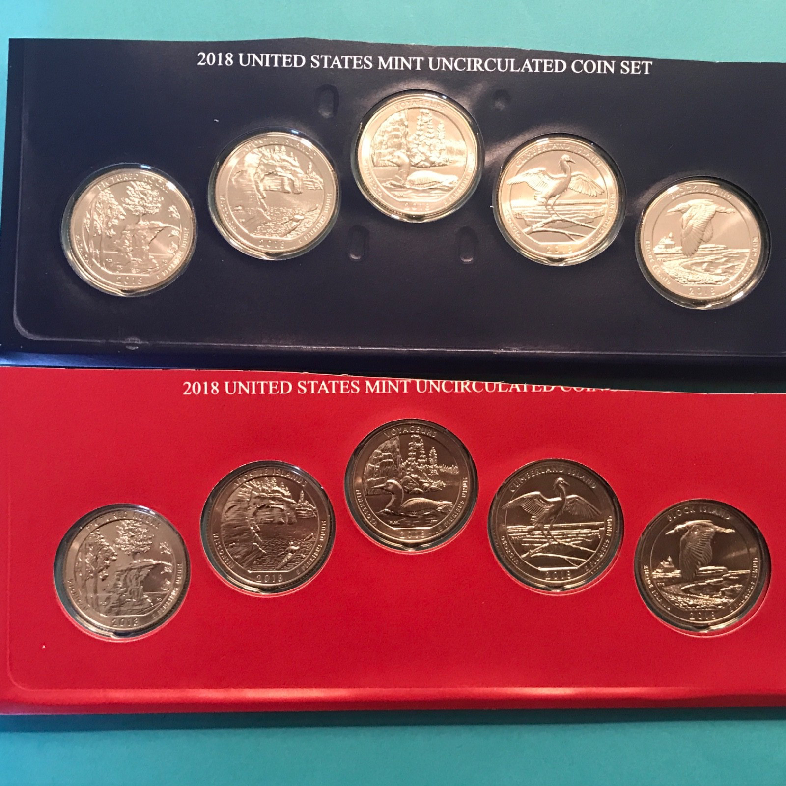 2018 P&D  America the Beautiful Quarters Set  10 Coins   Mint Cello    