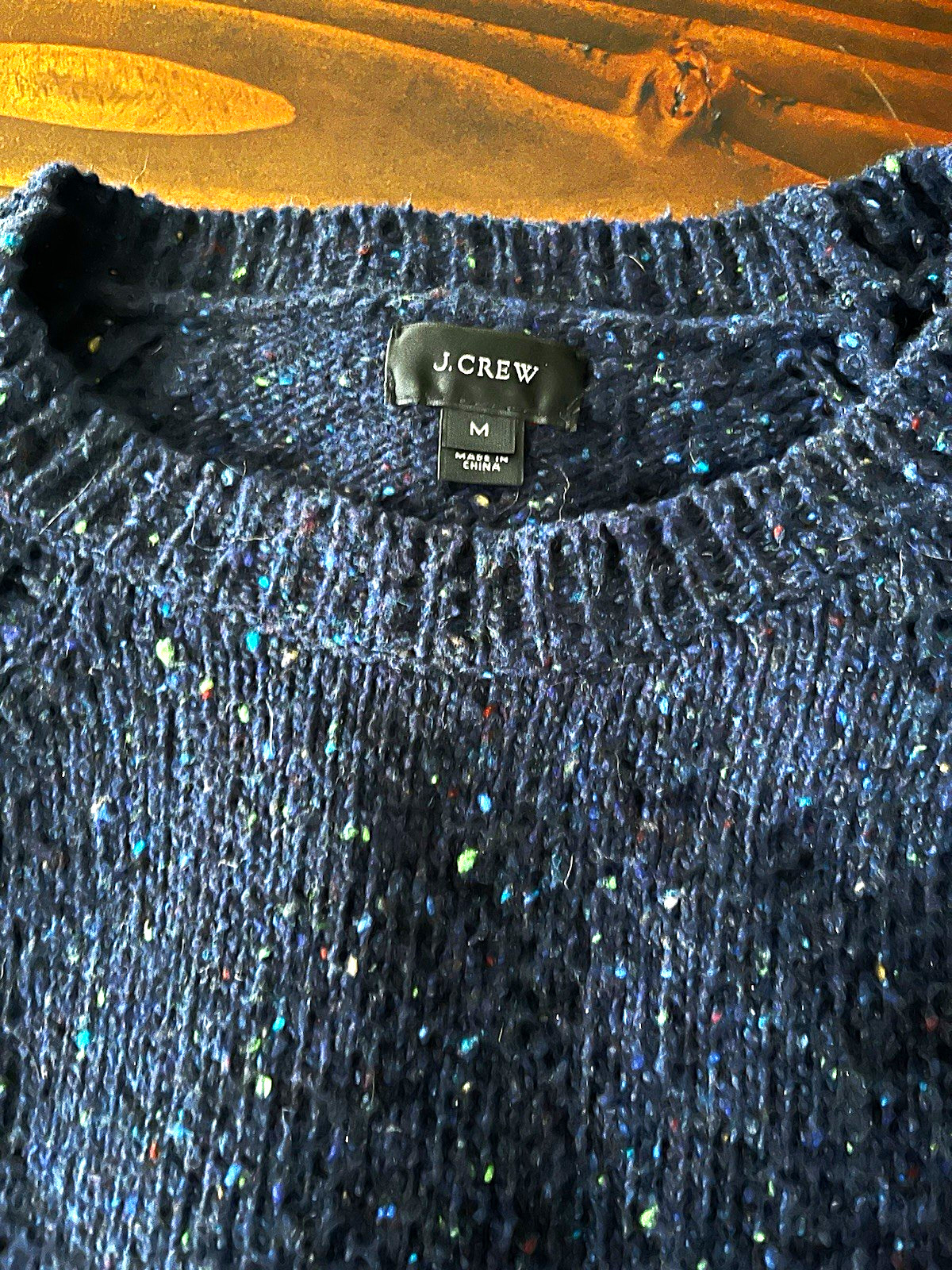 J.CREW Navy Donegal Wool Blend Men’s Crew Neck Sweater Medium J.CREW Navy Donegal Wool Blend Men’s Crew Neck Sweater Medium