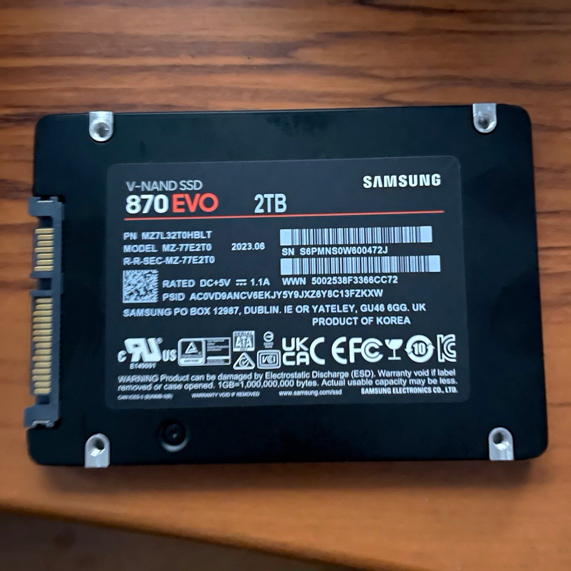 Samsung 870 EVO 2TB 2.5” SATA III SSD MZ-77E2T0 99% Health Tested Working