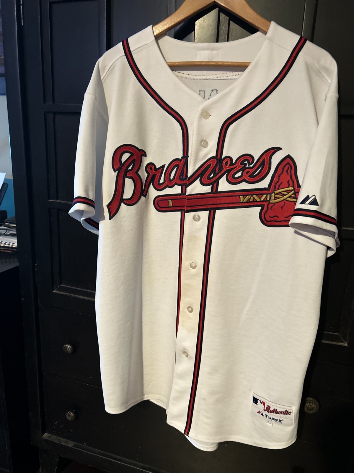 Chipper Jones Signed Majestic Braves Jersey – Authentic – Bold Auto – Adult 42