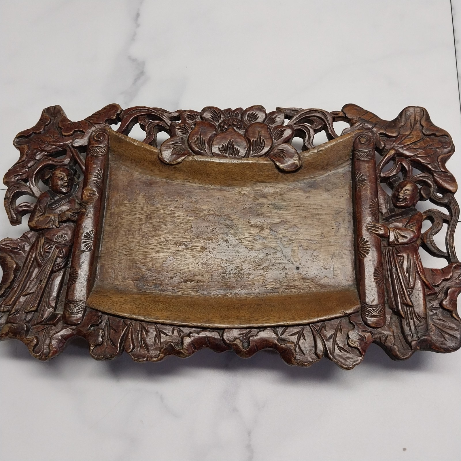 Saito Atsuhiro Wood Tray Japan Handcarved wood Antique signed