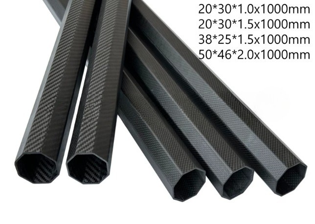 2pcs 3K Carbon Fiber Octagonal Square Carbon Tube 50*46*2MM Length 500mm