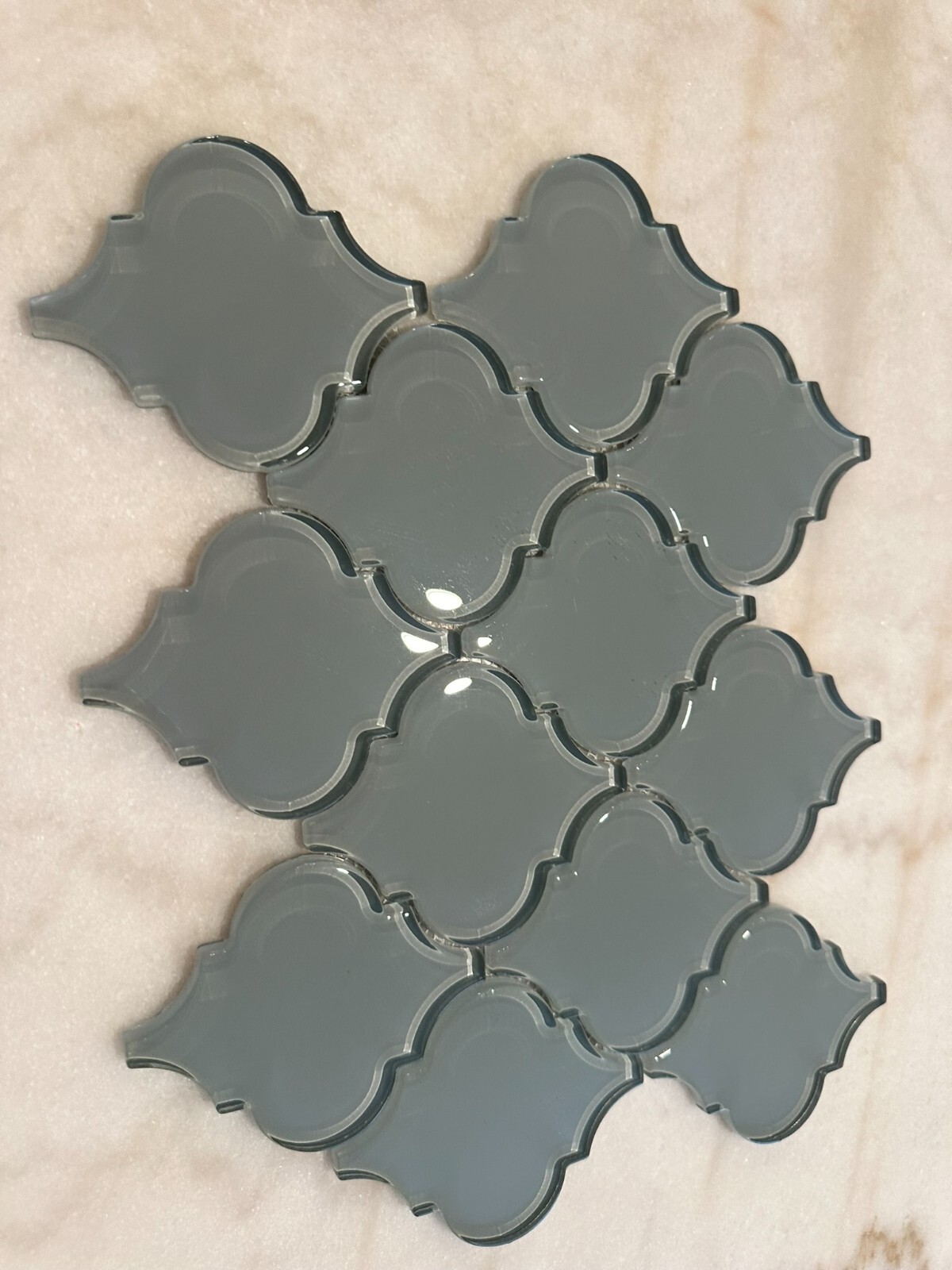 Gray Arabesque Glossy Glass Mosaic 9\