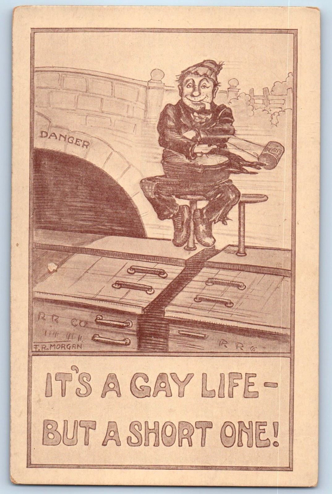 c1910's Hobo Train Easy Life It's A Gay Life But A Short One Antique Postcard c1910's Hobo Train Easy Life It's A Gay Life But A Short One Antique Postcard
