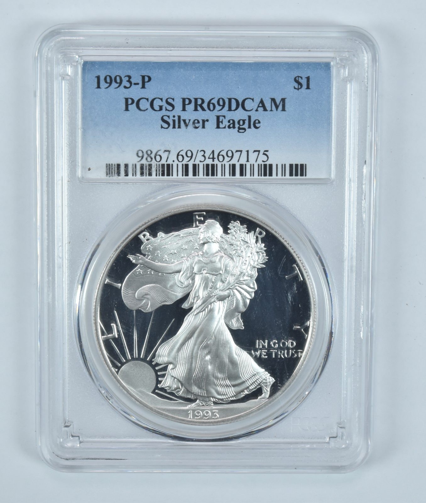 1993-P American Silver Eagle PR69 DCAM PCGS Blue Label 1993-P American Silver Eagle PR69 DCAM PCGS Blue Label