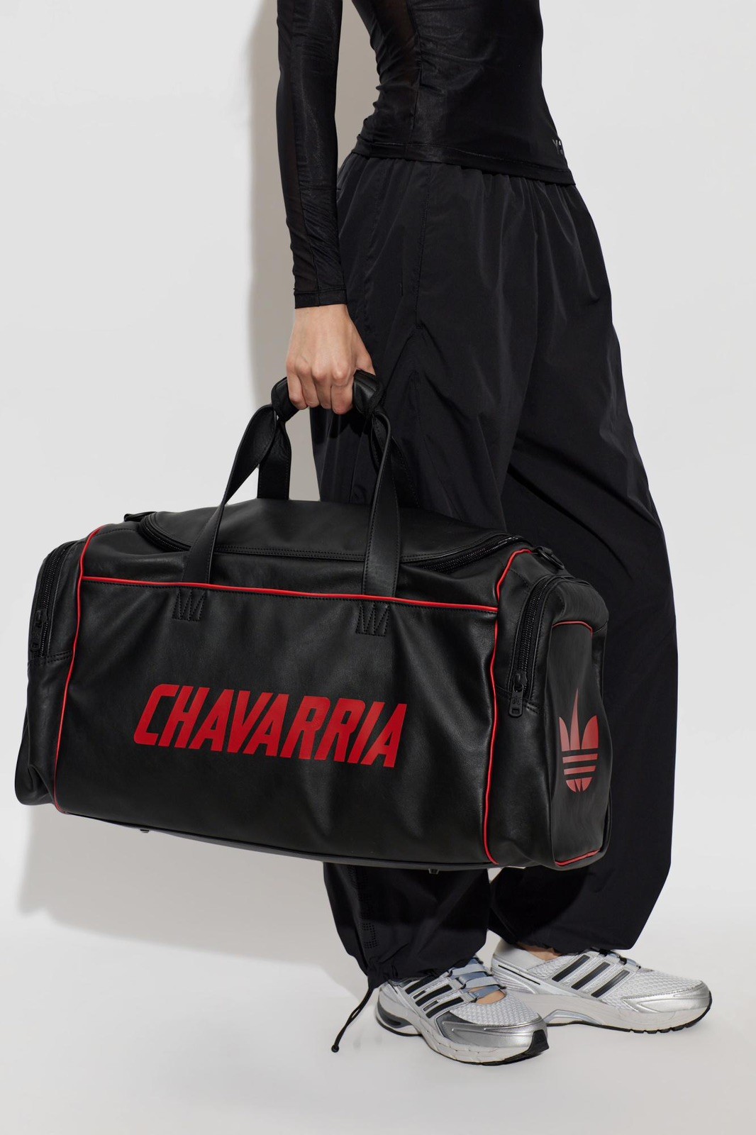 WILLY CHAVARRIA X ADIDAS LEATHER DUFFLE BAG BLACK/RED NEW
