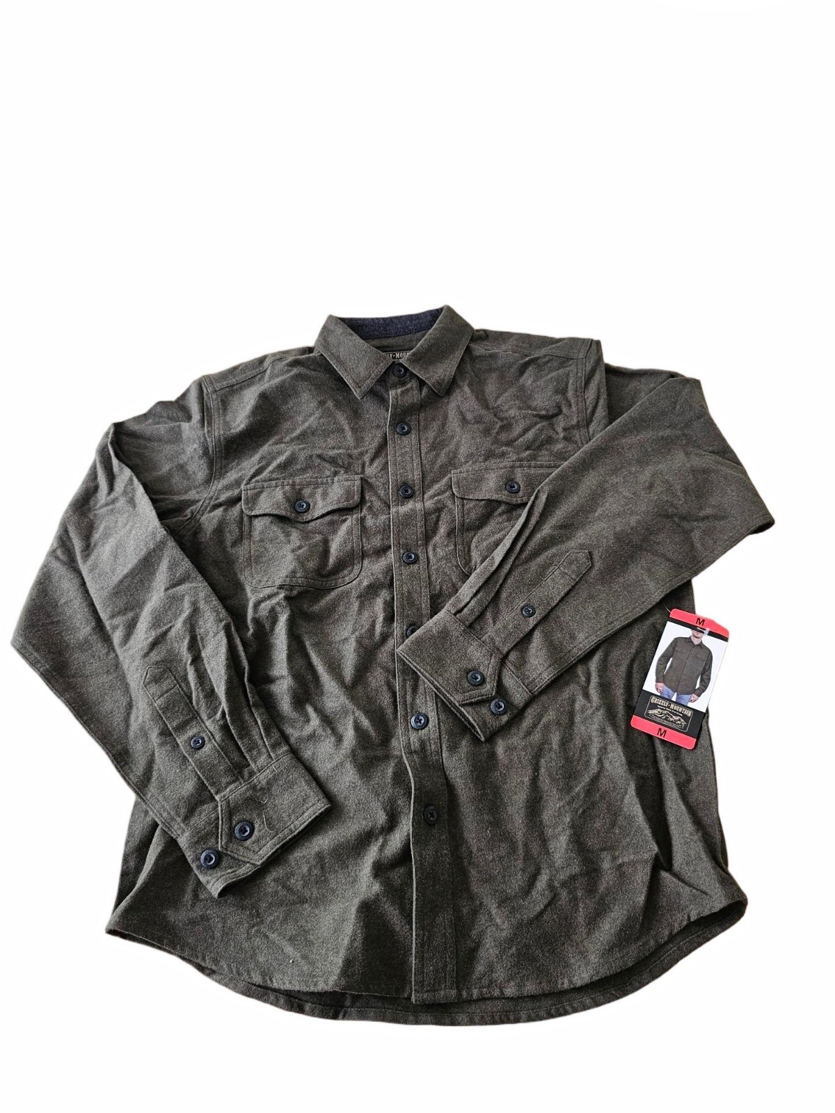Grizzly Mountain Mens Brushed Button Down Flannel Shirt - Green - MD / MEDIUM