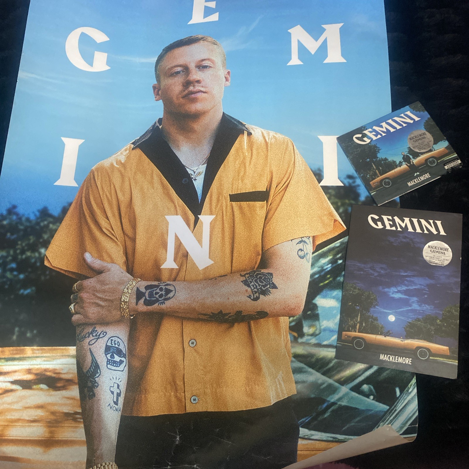 Macklemore Gemini Lot with 2 CDs + Tour Poster Deluxe CD Golden Ticket + Sticker Macklemore Gemini Lot with 2 CDs + Tour Poster Deluxe CD Golden Ticket + Sticker