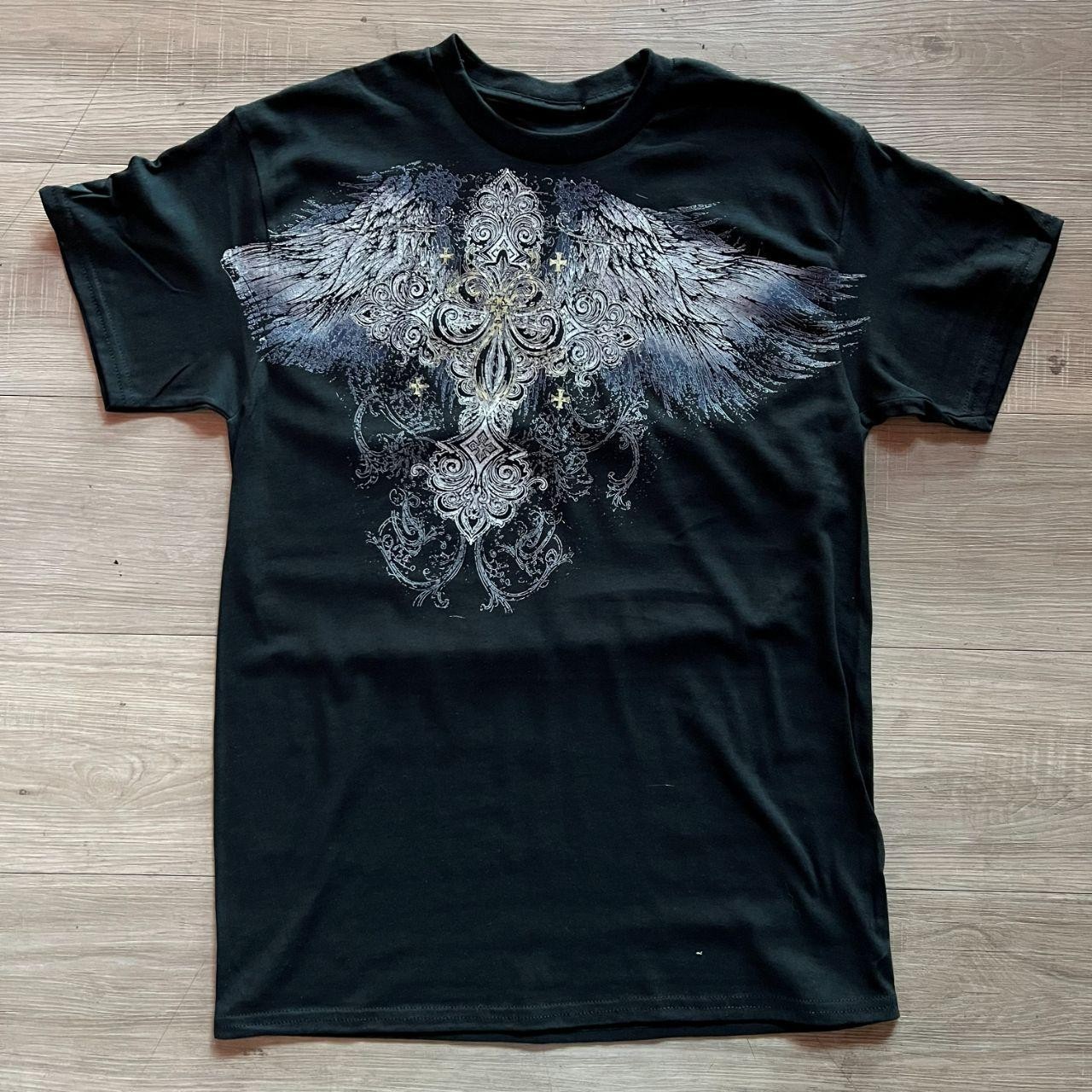 affliction 90s style blue graphic wing tee
