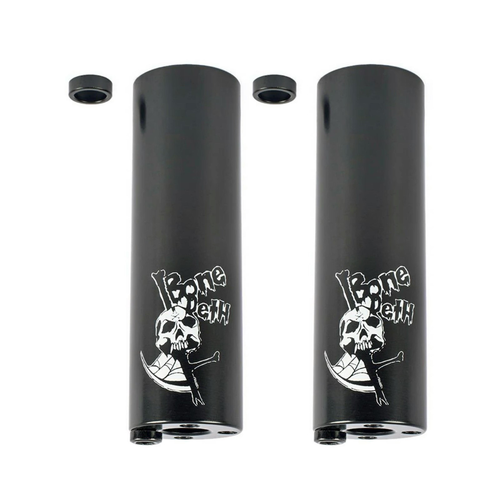 2 x BONE DETH  SIDE PIPE PEGS BMX BIKE HARO CULT RANT SUBROSA SHADOW BLACK NEW