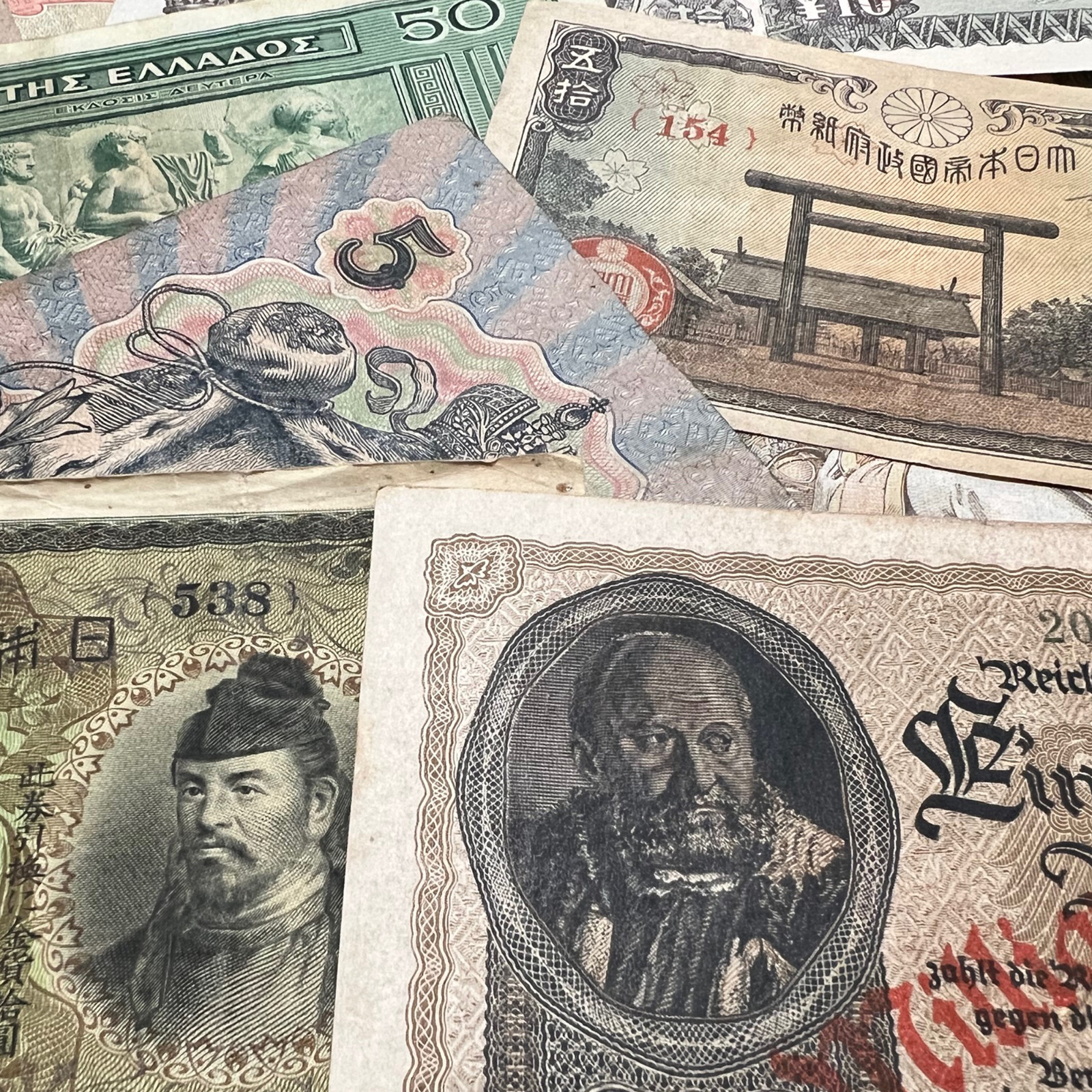 10 World Banknote Lot Great Wars 1910’s-1950’s WW1 WWI WWII WW2 Period Items