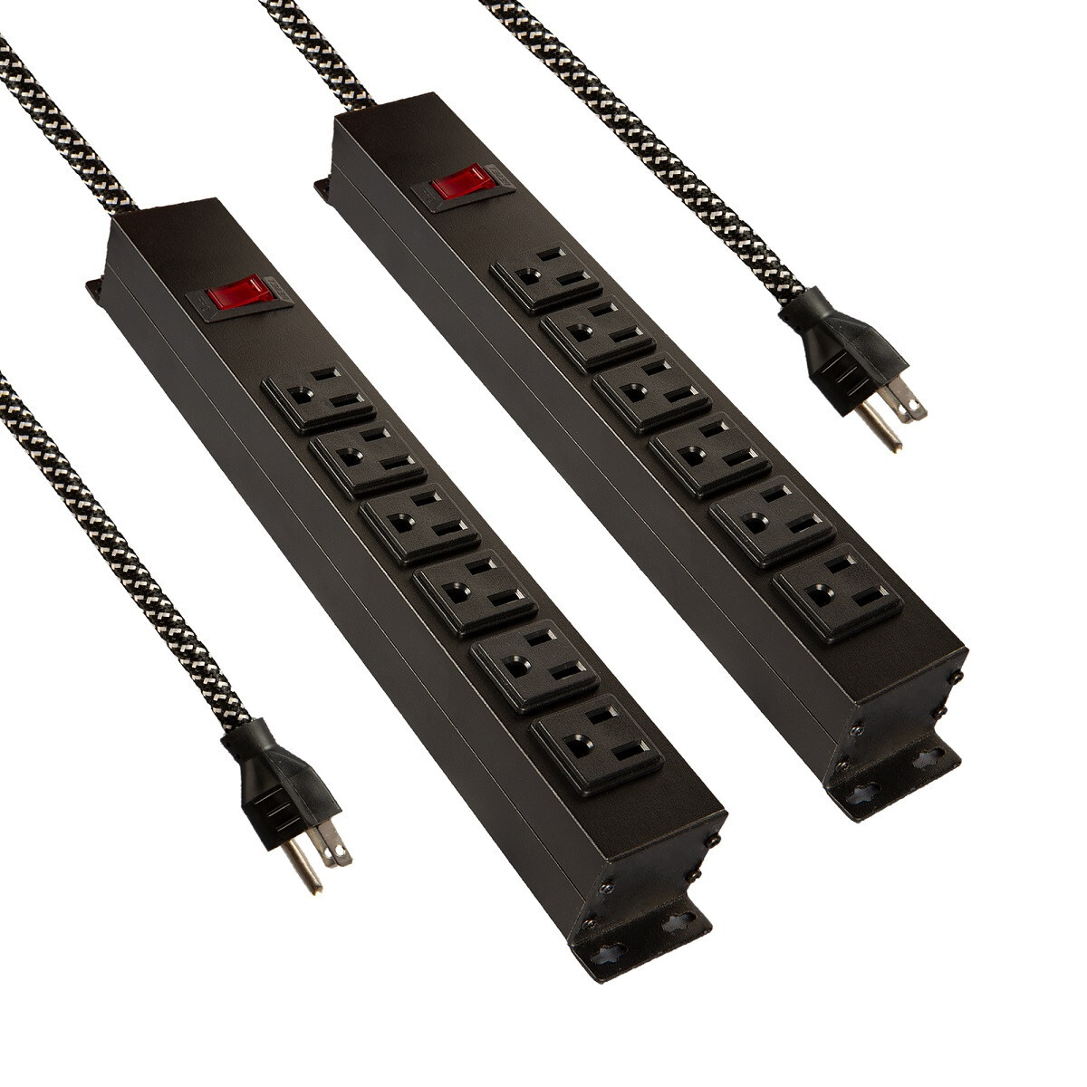 VILOBOS 2PC Surge Protector Power Strip 6 Outlets Wall Mountable 6Ft Cord Switch