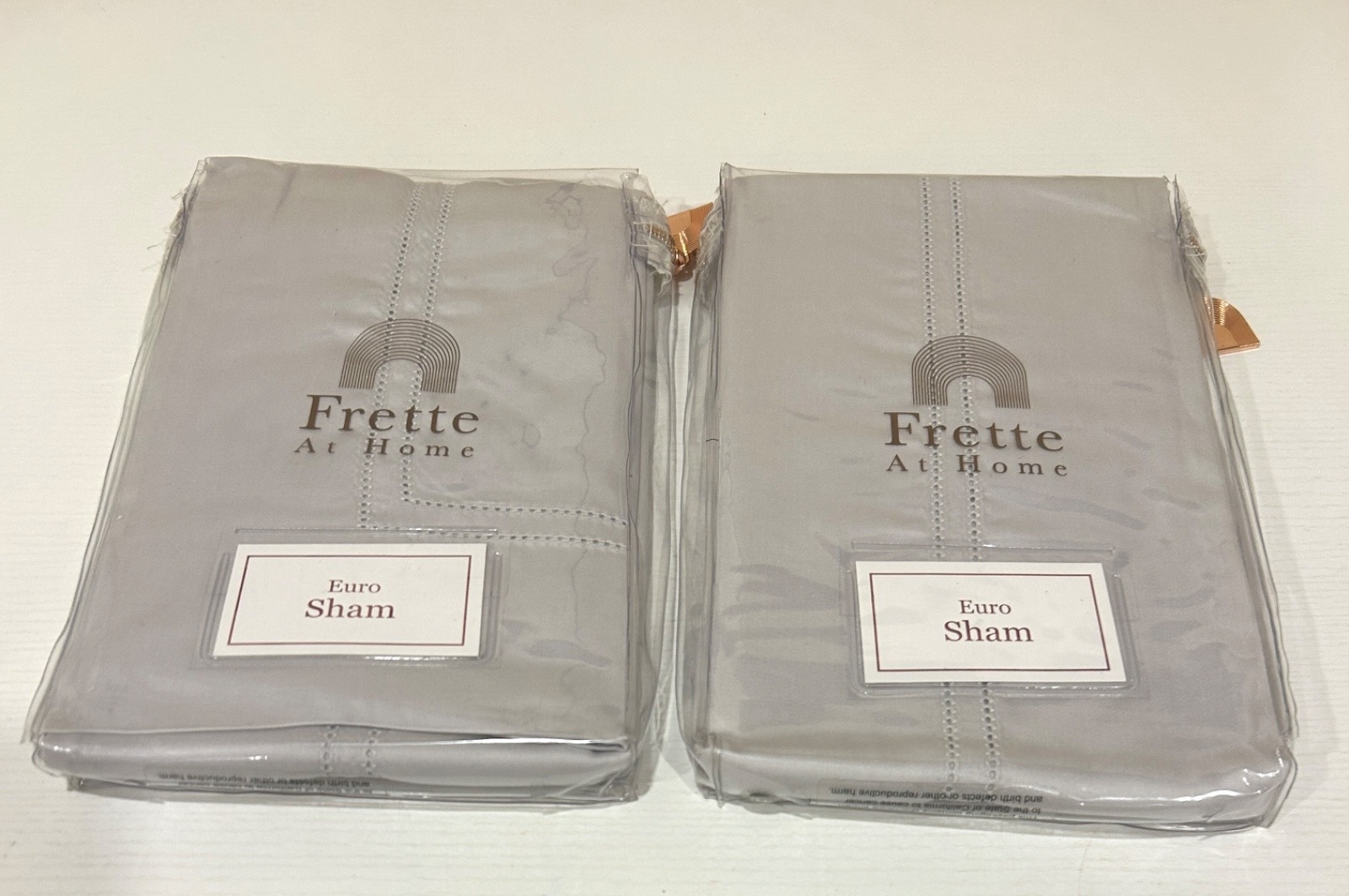 FRETTE Euro Sham SET OF 2 COTTON Funda Decorativa PEARL GREY- NEW