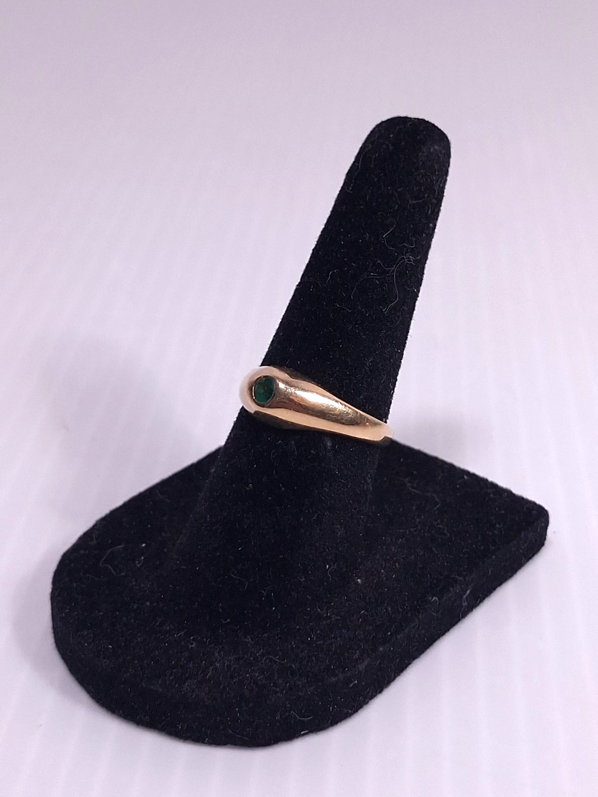 Amazing Vtg Moderist SKAL 14K Yellow Gold & Emerald Ladies RIng Sz 5