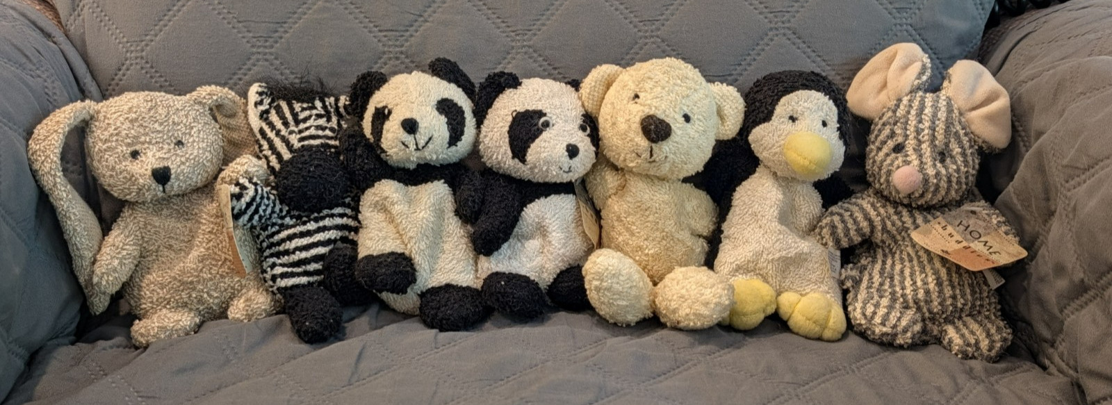Family of 7 Vintage Russ Berrie Home Buddies Plush Terry Cloth Animals Family of 7 Vintage Russ Berrie Home Buddies Plush Terry Cloth Animals