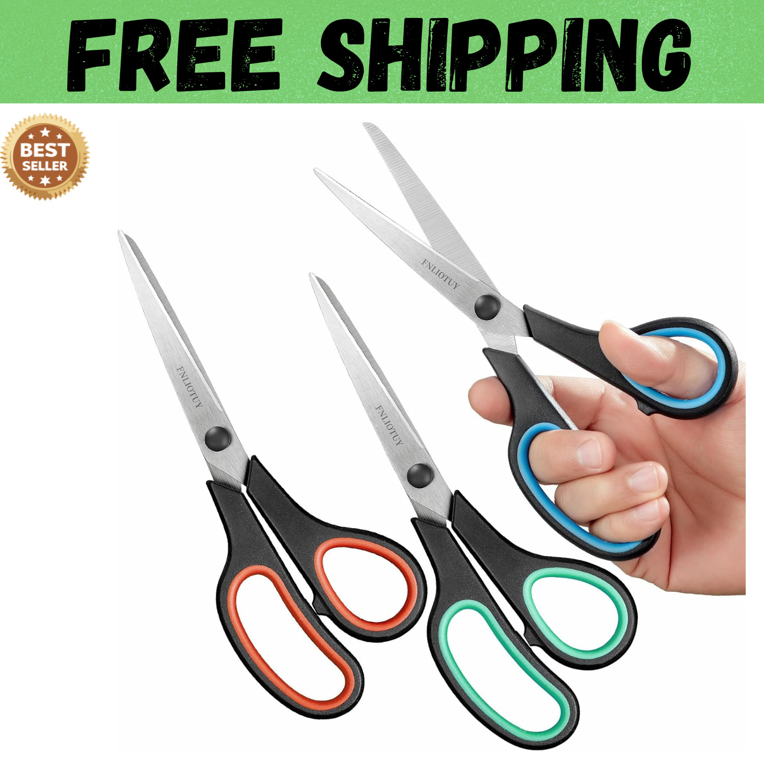 3-Pack Heavy Duty Scissors with Ultra Sharp Blades and Comfort Grip Home 8\