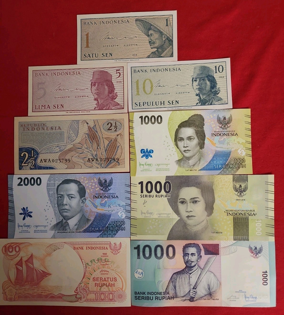 Indonesia 🇮🇩 Lot Of 9 Banknotes UNC ISSUED Different Years  FreeShipping 