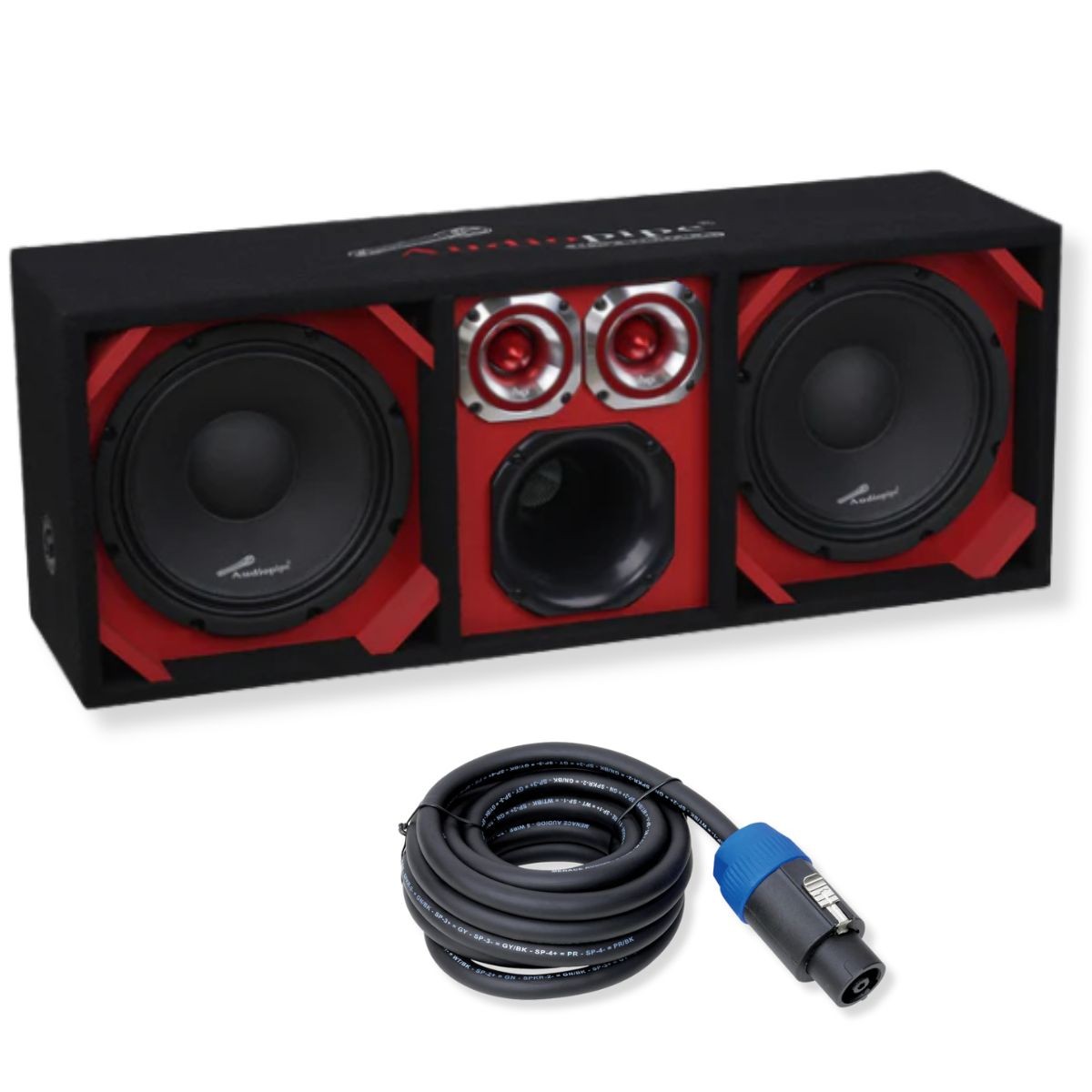 Red Fully Loaded Speaker Box w/ 2x 10