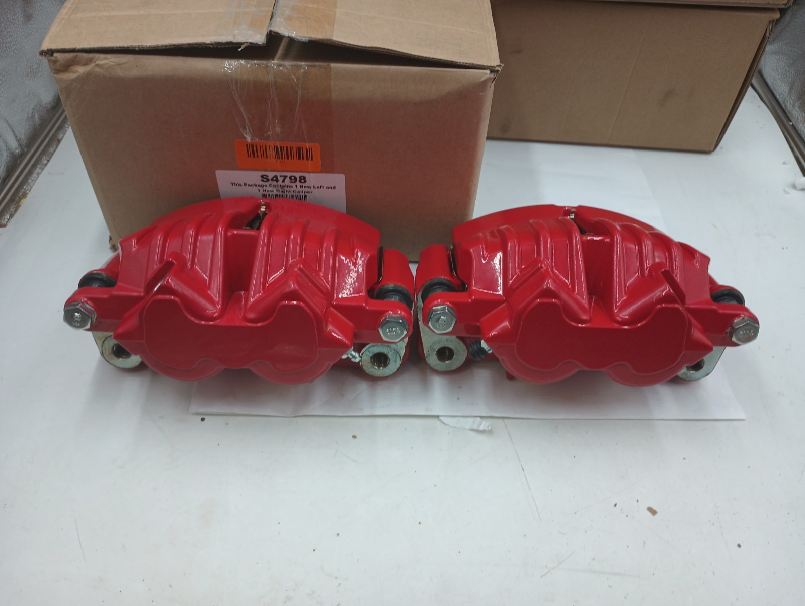 POWERSTOP S4798 LOADED FLOATING FRONT DISC BRAKE CALIPER SET RED POWDER COATED
