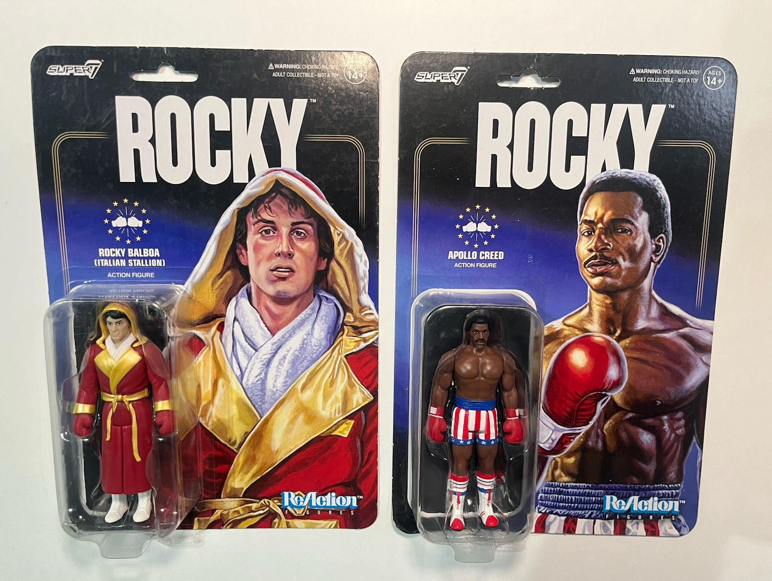 Super7 ReAction Rocky Balboa & Apollo Creed Action Figures Lot * Boxing