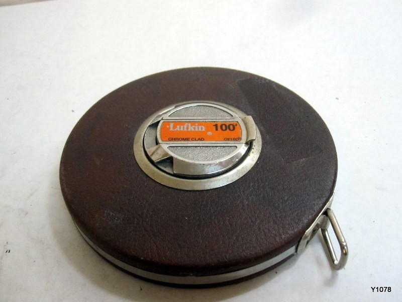 Vintage Chrome Clad Lufkin 100 Feet C216D Measure  see photos