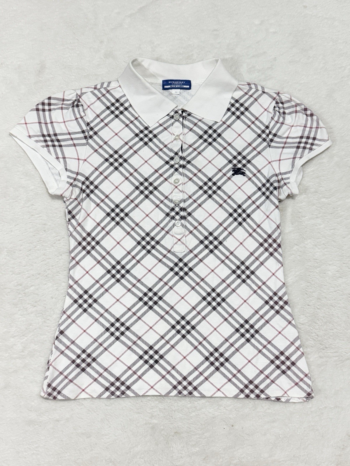 Burberry Blue Label Vintage Nova Check Collar Plaid Polo Shirt Vintage Women’s