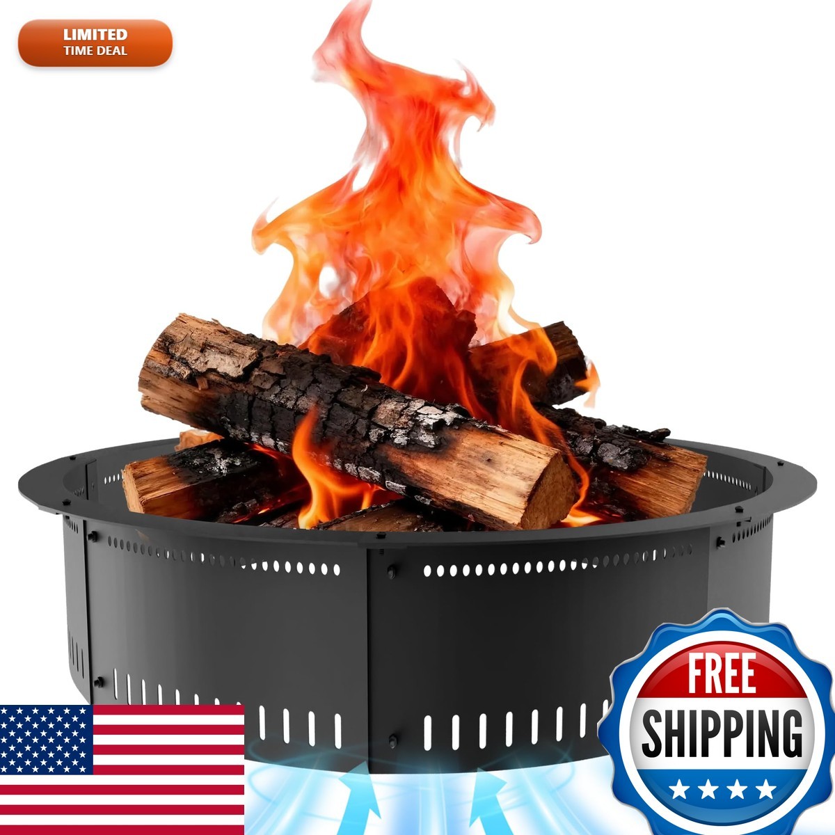 60 Inch Smokeless Fire Pit Ring Insert Steel Liner for Outdoor Camping 60 Inch Smokeless Fire Pit Ring Insert Steel Liner for Outdoor Camping