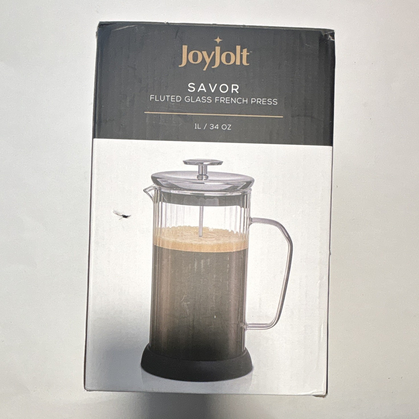 JoyJolt Savor 34 oz Glass French Press w/ Stainless Steel Lid & Filter Clear JoyJolt Savor 34 oz Glass French Press w/ Stainless Steel Lid & Filter Clear