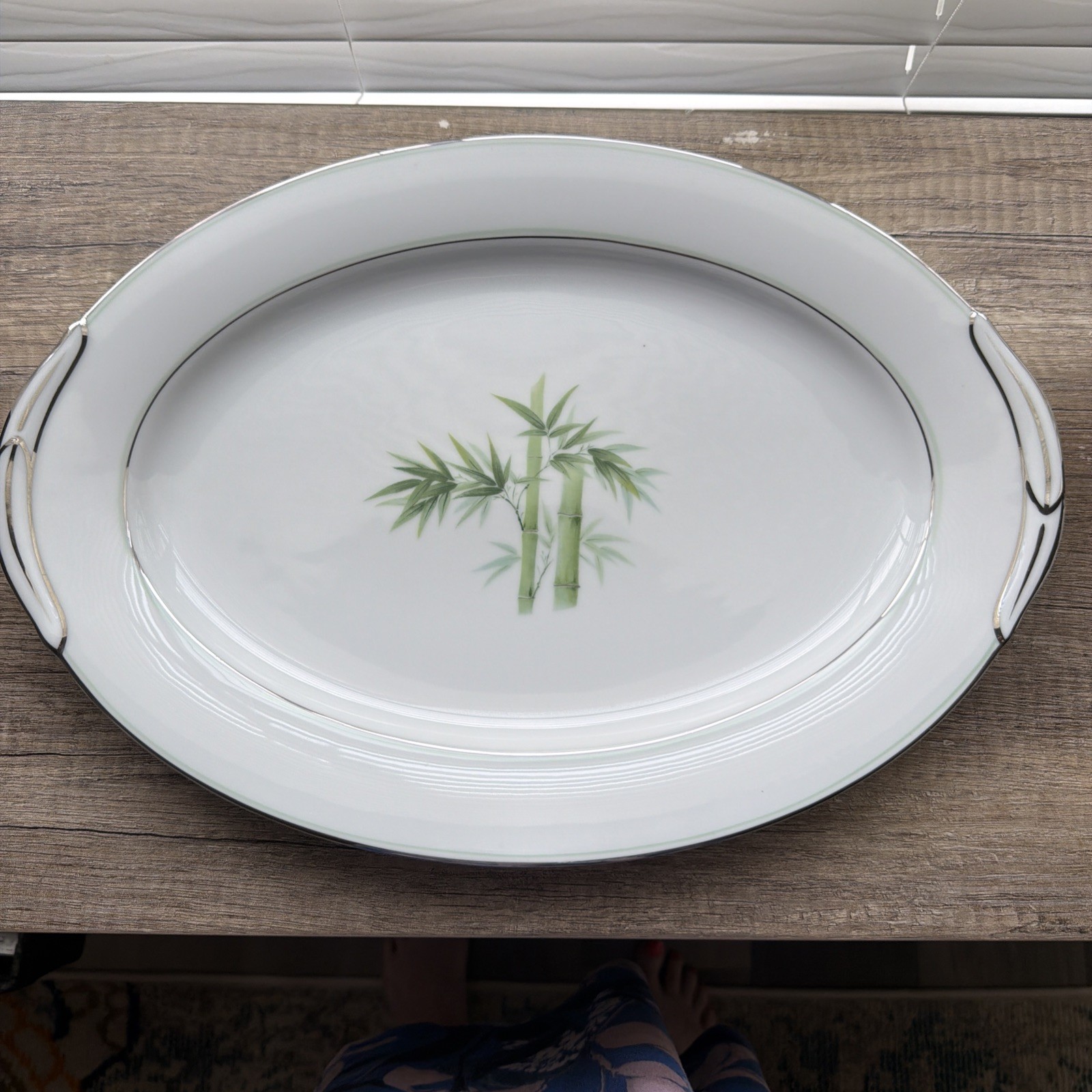 Noritake Japan Royal Ceramics 1950s Serving Platter Bamboo Pattern  #231