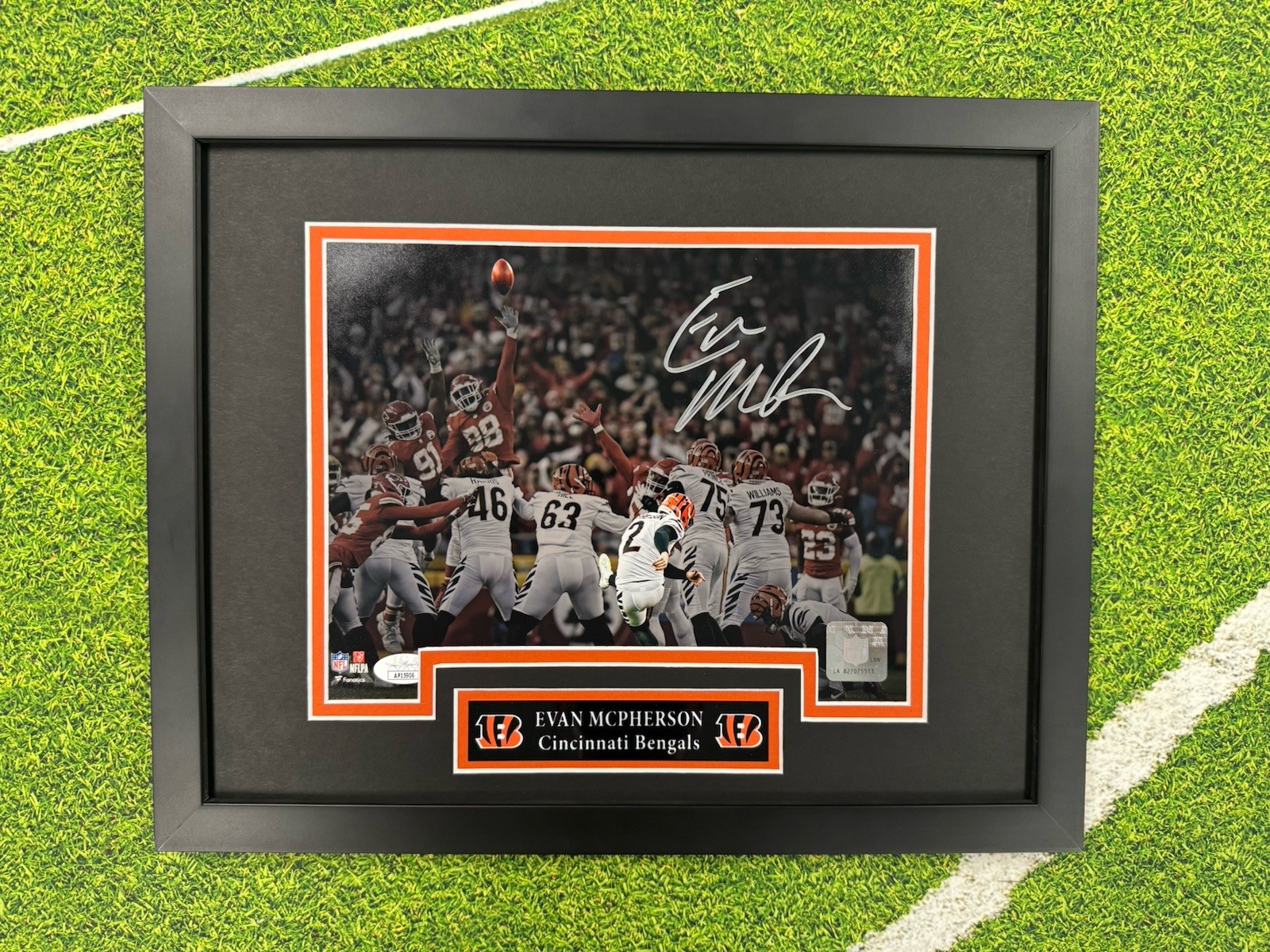 Evan McPherson Signed 8x10 Photo Jsa Auto Custom Framed Cincinnati Bengals