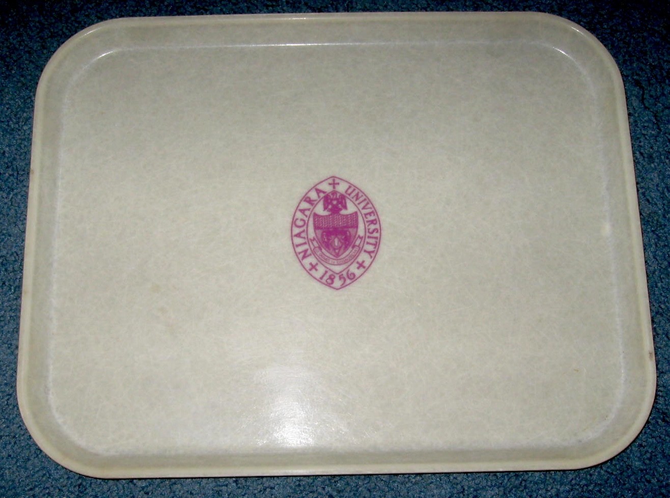 Vintage Niagara University Cafeteria Serving Tray With Etched Niagara Logo Vintage Niagara University Cafeteria Serving Tray With Etched Niagara Logo