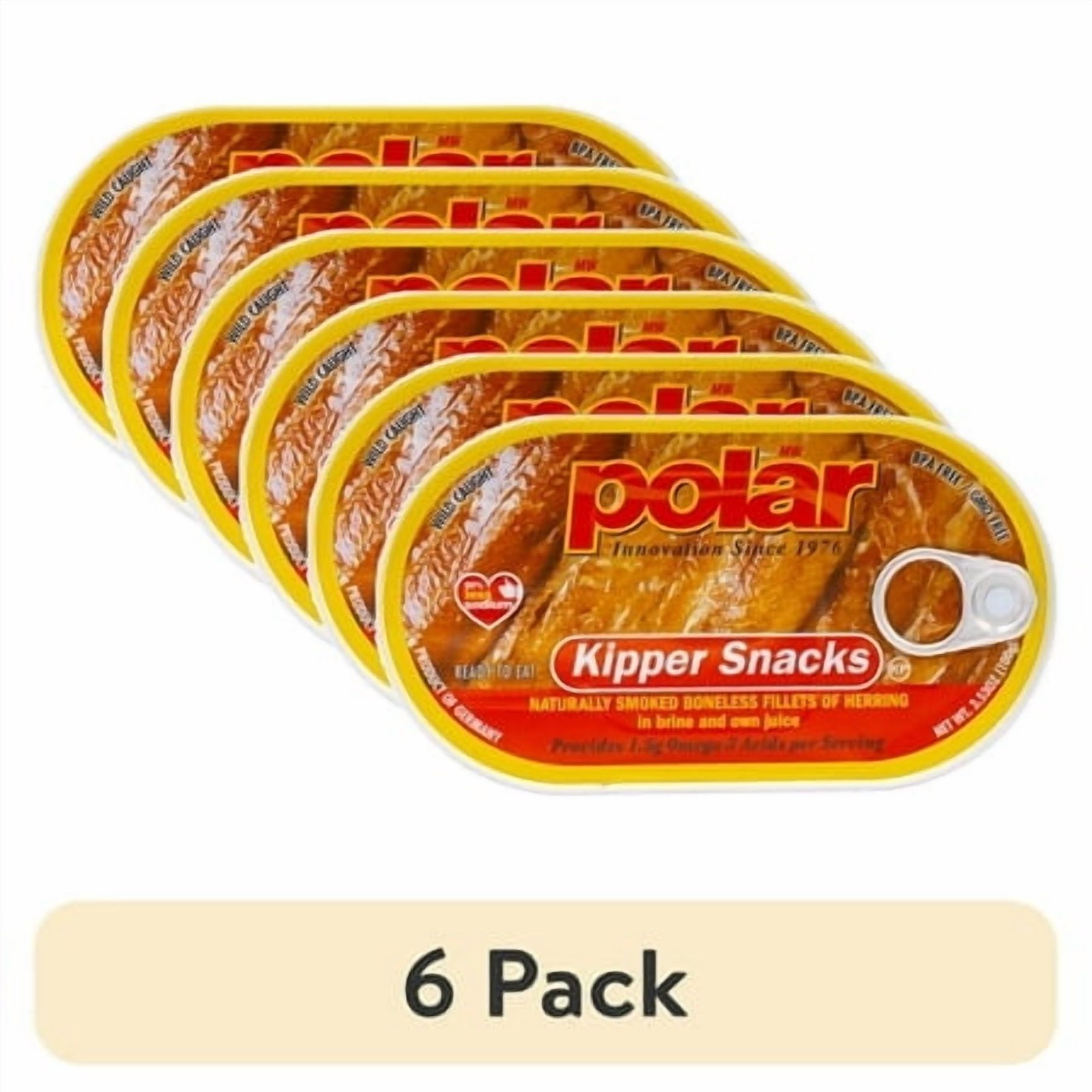 MW Polar Smoked Boneless Herring Kipper Snacks, 3.53 oz Can,(pack of 6).........