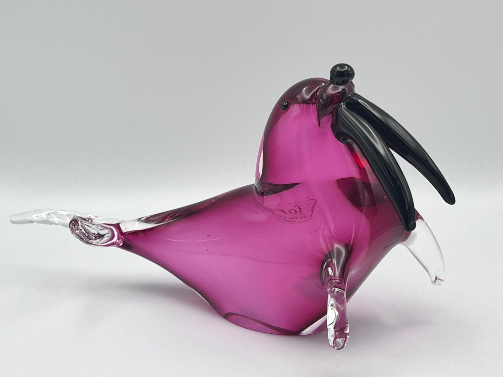 HOT PINK Formia *labeled* Murano Glass Walrus 5.25\