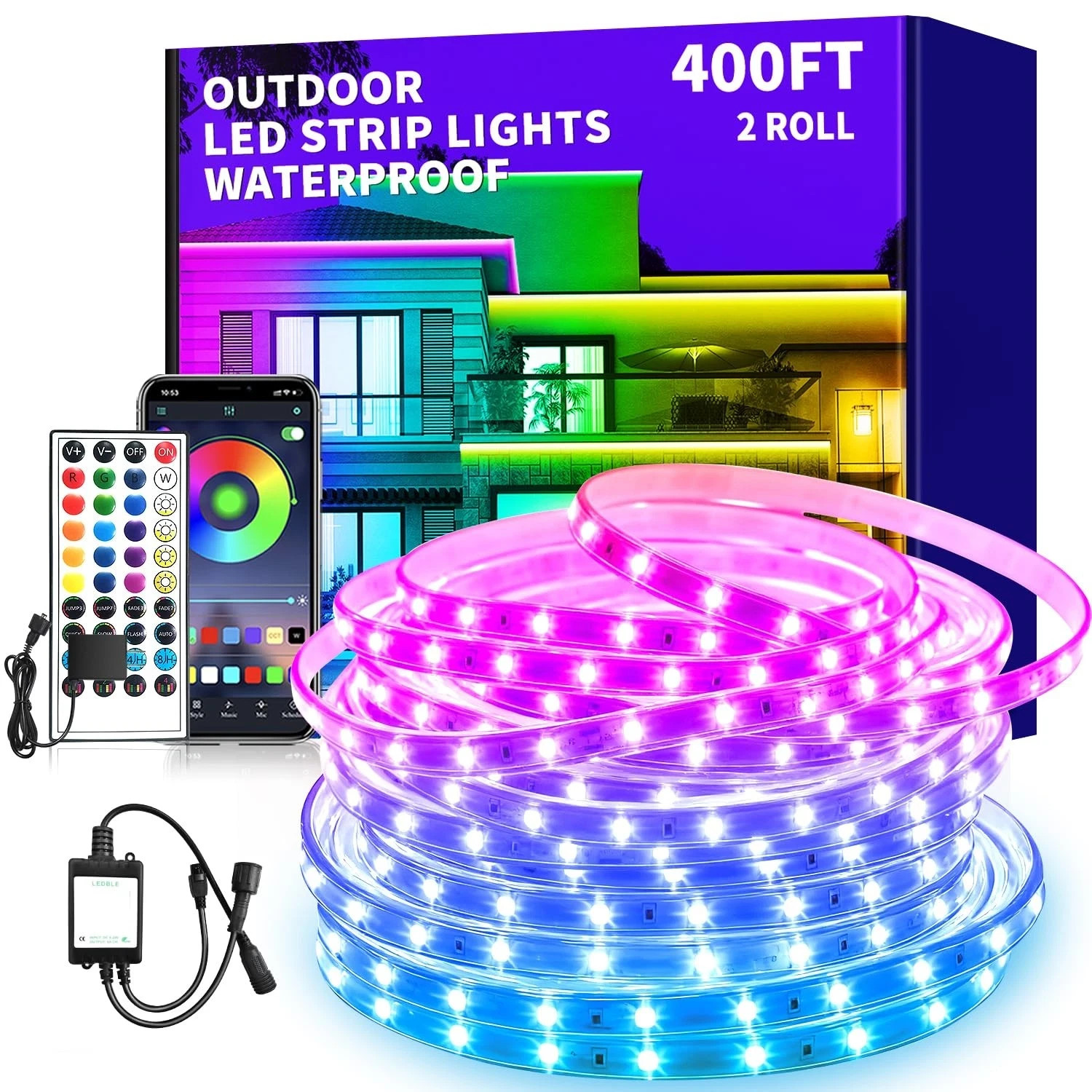 vimeepro 400ft Outdoor LED Strip Lights Waterproof,IP68 Outside Led Light Str...