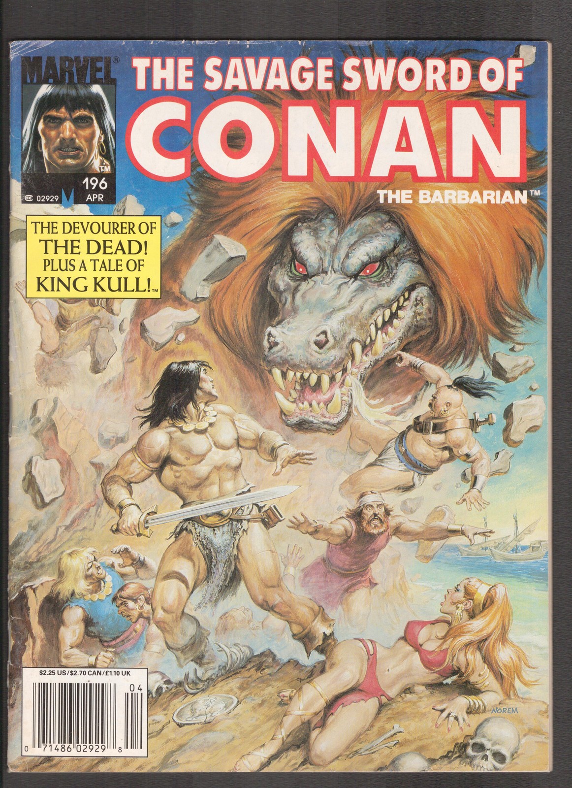 Savage Sword of Conan #196 (1992) Ammut, Eater of the Dead Curtis/Marvel Comics