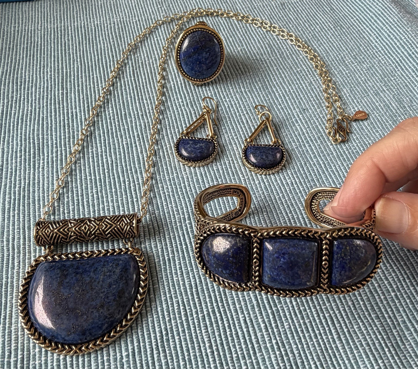 Barse Studio Lapis Lazuli Golden Bronze Southwestern Style Set