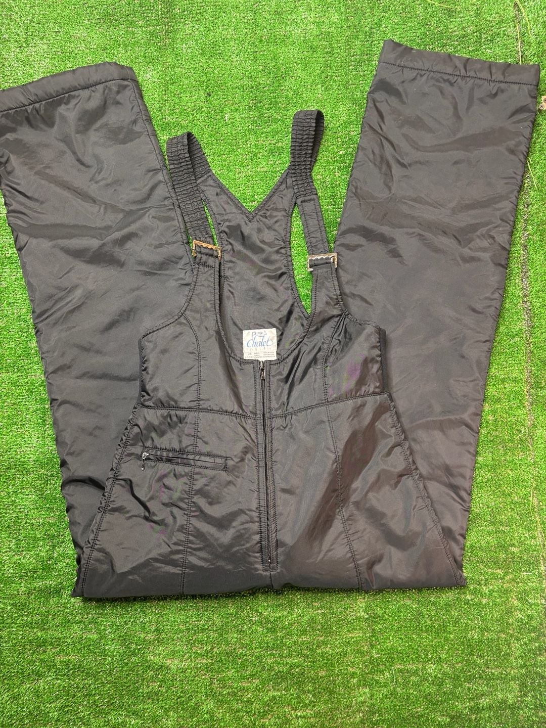 Vintage Chalet Black Ski Bib Overalls Snow Ski Winter Pants