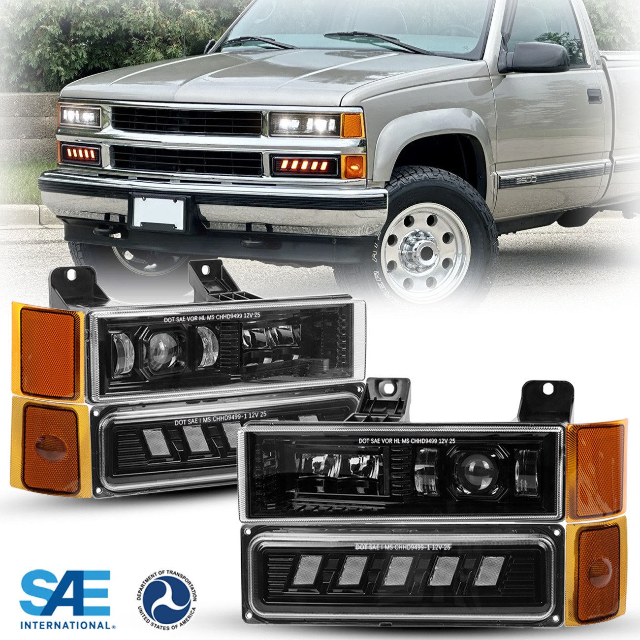 Bright LED Headlight DOT Bumper Lamp For Chevy C1500 C2500 K2500 K3500 1994-1999 Bright LED Headlight DOT Bumper Lamp For Chevy C1500 C2500 K2500 K3500 1994-1999