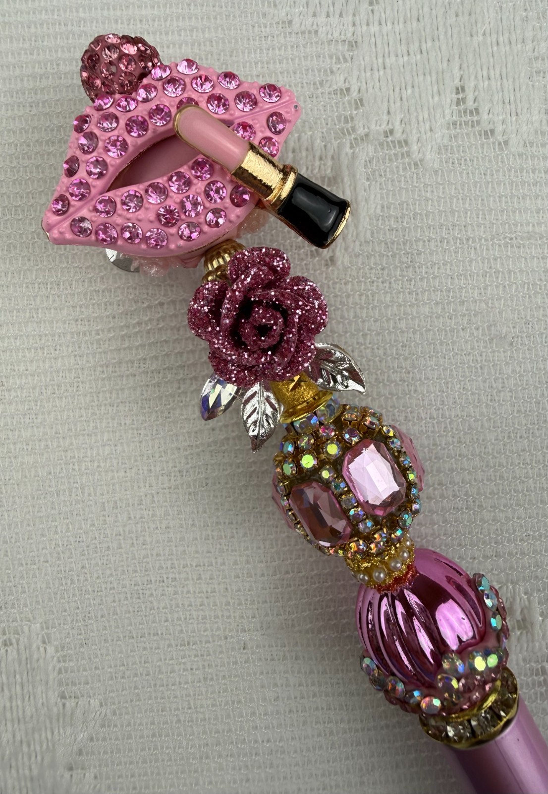 Custom beaded pen Luxury Inspired Pink Gift.Basket filler. Journal.
