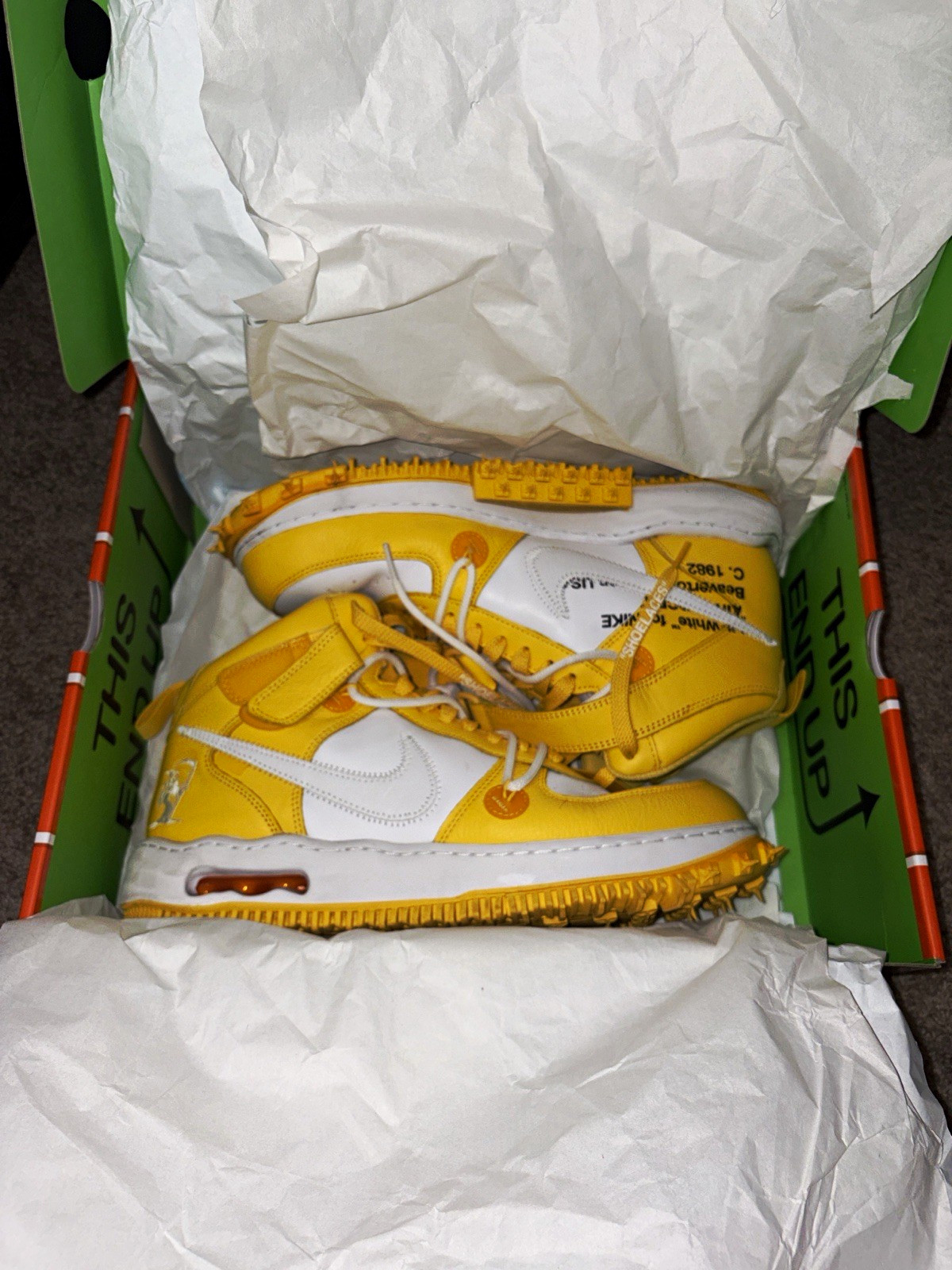 Nike x Off-White Air Force 1 Mid Varsity Maize Yellow/White Leather DR0500-101
