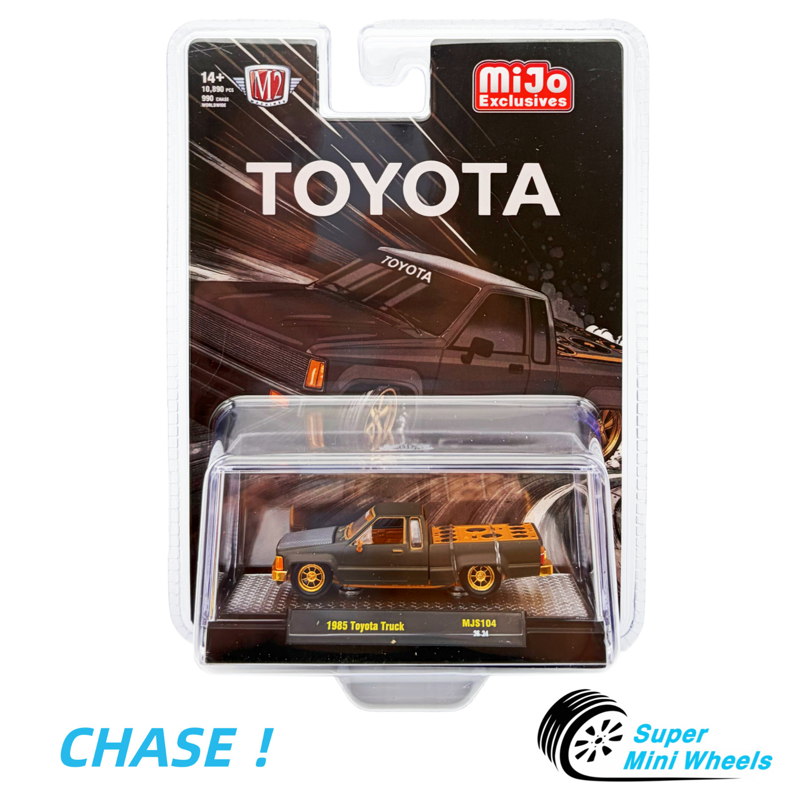 CHASE  M2 Machines 1:64 1985 Toyota Pickup Truck Slammed Custom – Matte Grey