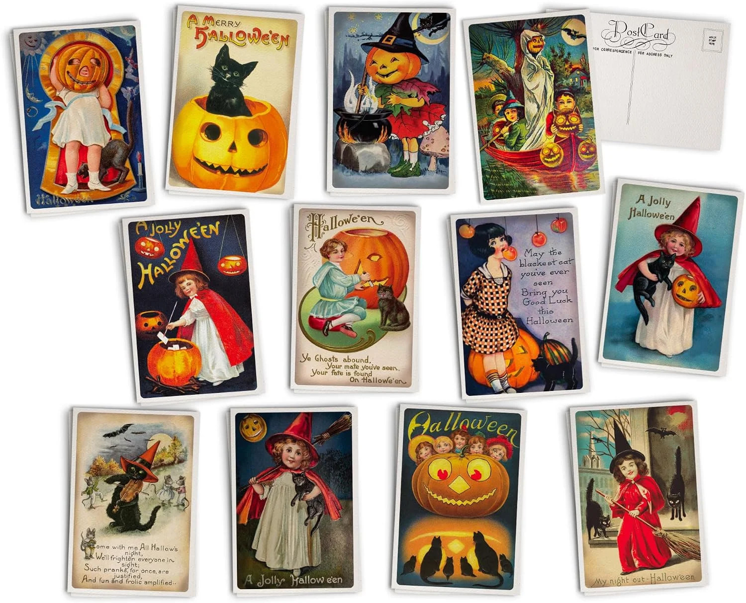 Antique Children'S Halloween Post Cards - 24 Vintage Halloween Postcards - 12 As