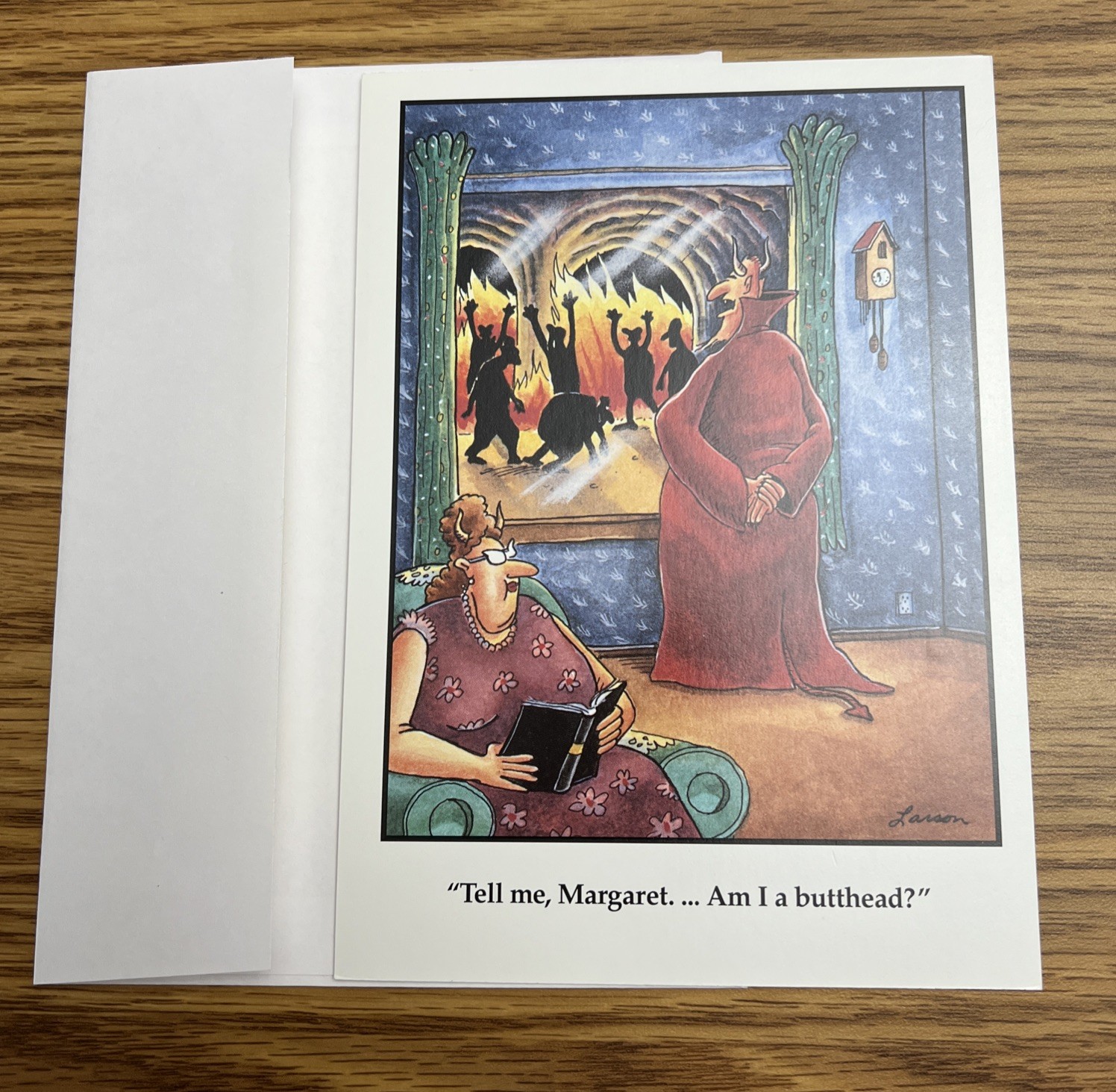 VTG The Far Side Belated Birthday Card Funny Satan Devil Gary Larson 1993 NEW