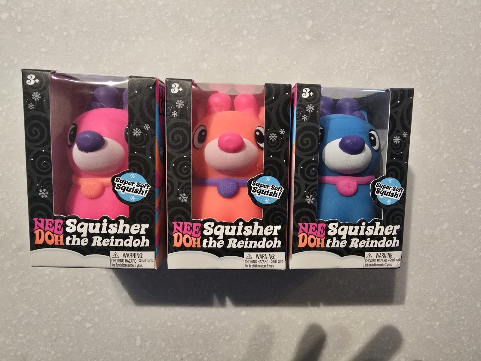 Needoh Squisher the Reindoh Reindeer LOT OF 3 BRAND NEW IN HAND Needoh Squisher the Reindoh Reindeer LOT OF 3 BRAND NEW IN HAND