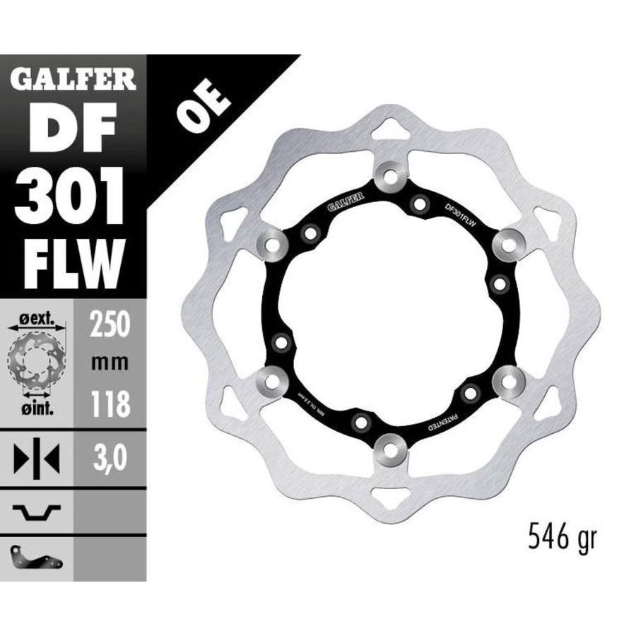 Galfer Floating Wave Brake Rotor - Front - Black, Front DF301FLW