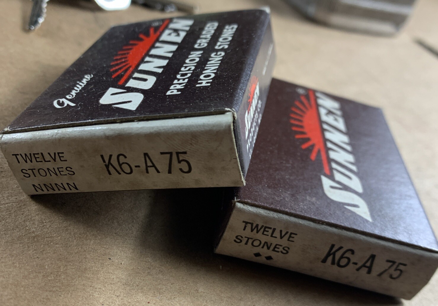 Sunnen K12-A75  stones lot Of 24 stones.  2 Packs Of 12 Stones Each